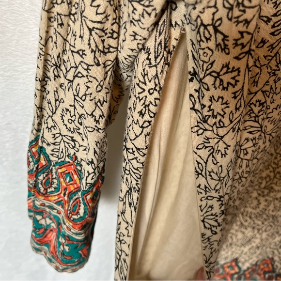 Lucky Brand Embroidered Boho Shift Dress Medium Tan Orange Green - Picture 10 of 15